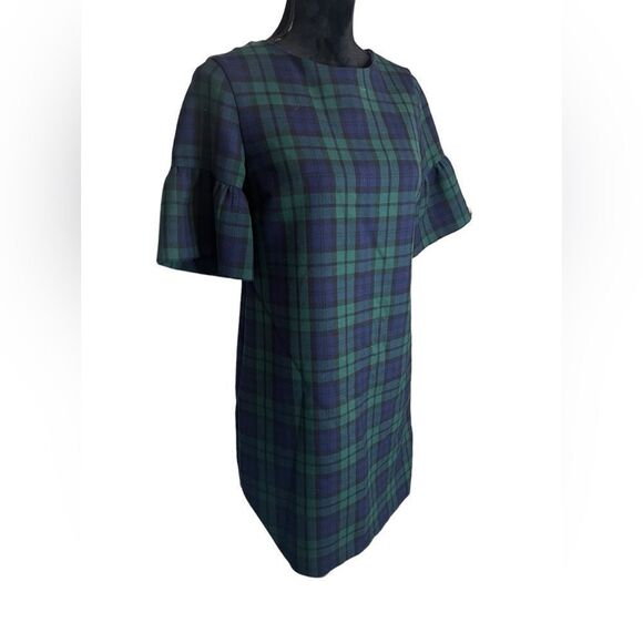 VINEYARD VINES NAVY GREEN PLAID PUFF SLEEVE KNEE LENGTH DRESS SIZE 0 - Picture 8 of 14
